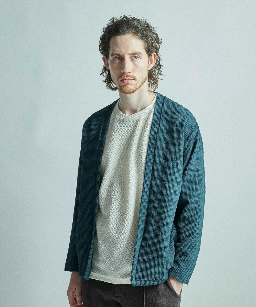 MEN'S BIGI シャーリングジャカードロングスリーブTシャツ ホワイト
