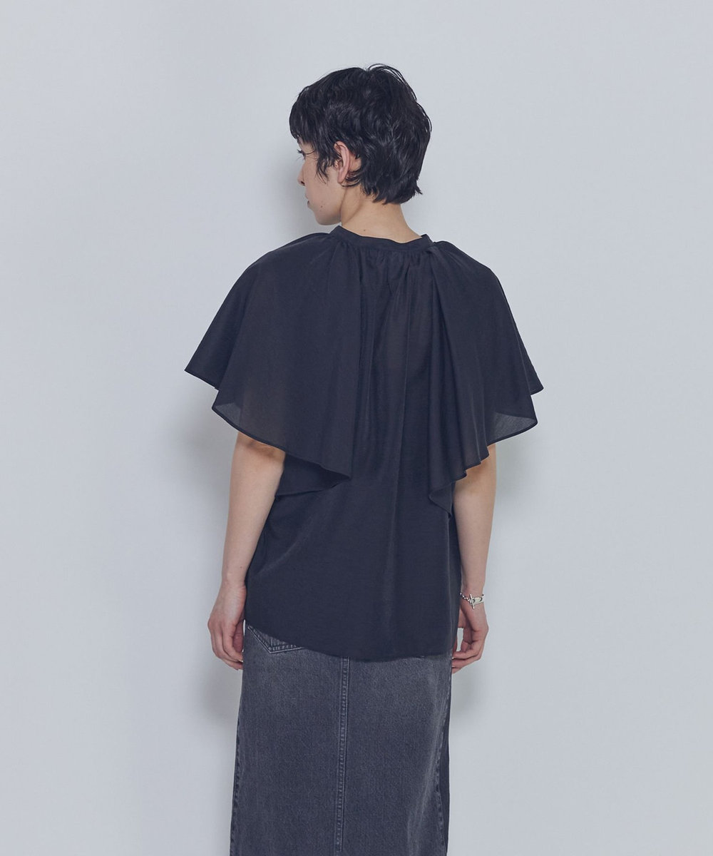 1er Arrondissement シアーキュプラシルクラッフルブラウス ブラック