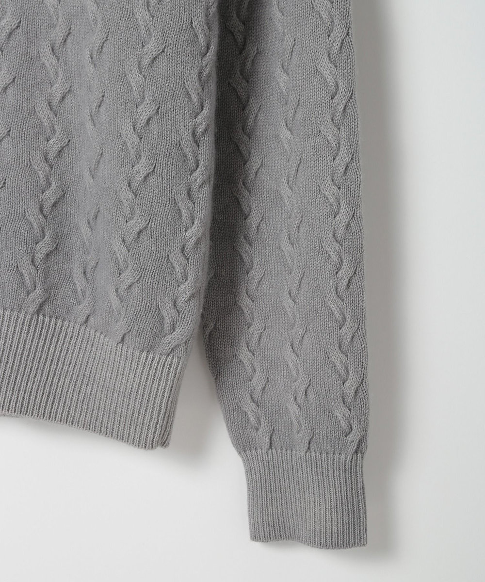 MEN'S BIGI 5G スノー加工ケーブルクルーニット グレー