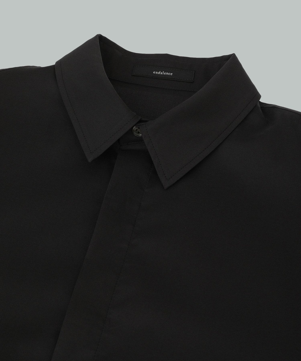 endalence コットンWクロスニットドッキングシャツ ブラック