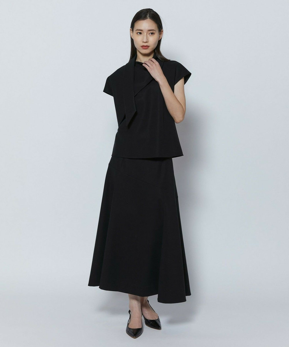L'EQUIPE COUTURIER 60/2Vダブルクロスブラウス ブラック