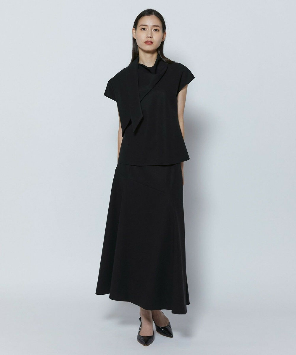 L'EQUIPE COUTURIER 60/2Vダブルクロスブラウス ブラック