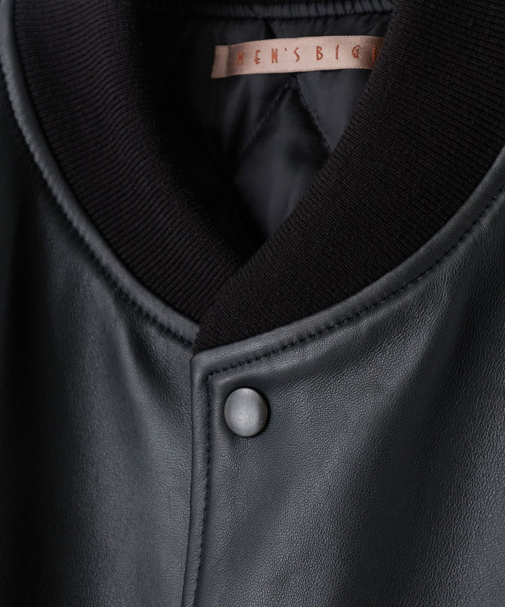 MEN'S BIGI 1983 MODEL STADIUM JUMPER ALL LEATHER VERSION ブラック