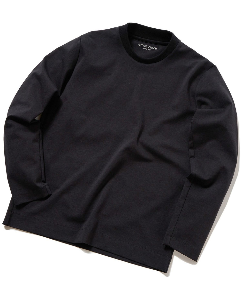 MEN'S BIGI 【ACTIVE TAILOR】シルケットスムースクルーネックロングTシャツ ブラック