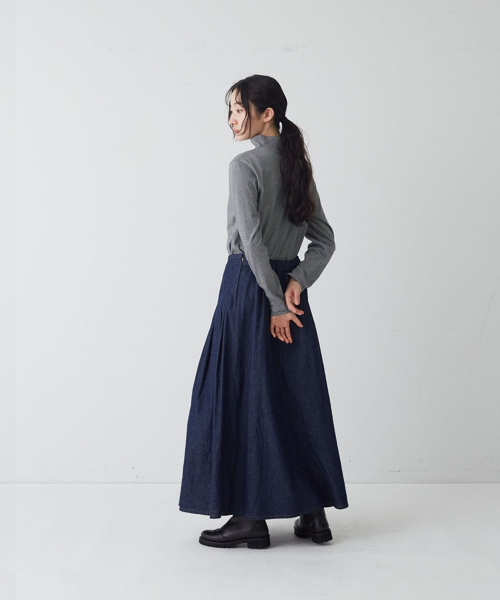 congés payés ADIEU TRISTESSE タックディテールスカート インディゴブルー