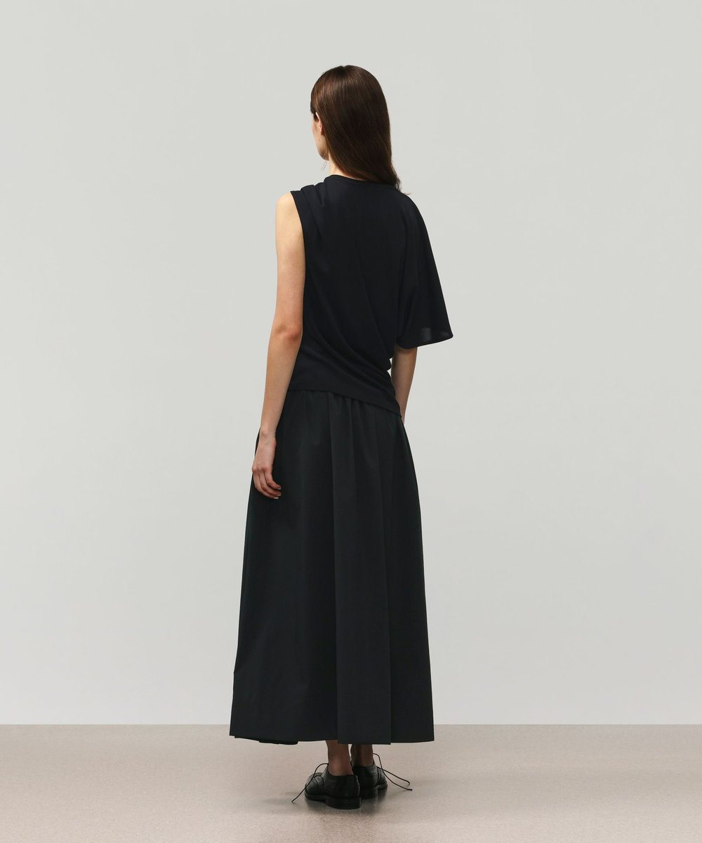 DÉPAREILLÉ TRIACETATE JERSEY ASYMMETRY TOPS / トリアセテートジャージーアシンメトリートップス ネイビー