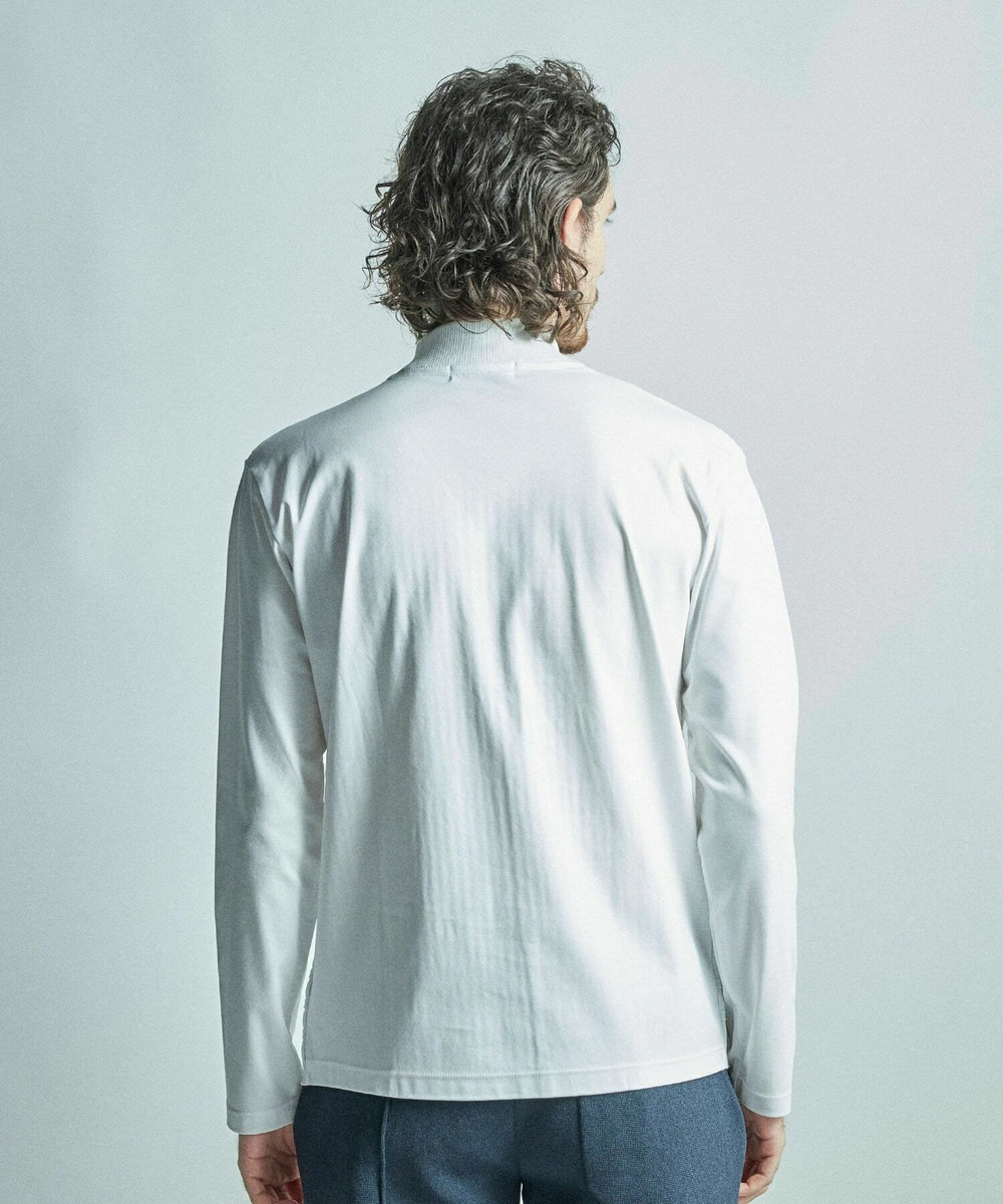 MEN'S BIGI ニットコンビ モックネック長袖Tシャツ ホワイト