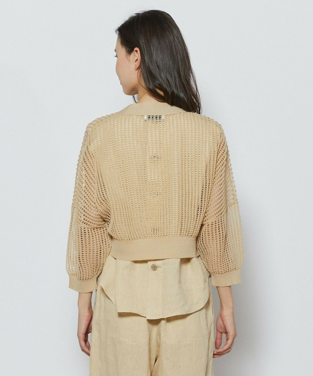 L'EQUIPE ［eclat 2026年5月号掲載商品］麻ポリエステルショート丈カーディガン ベージュ