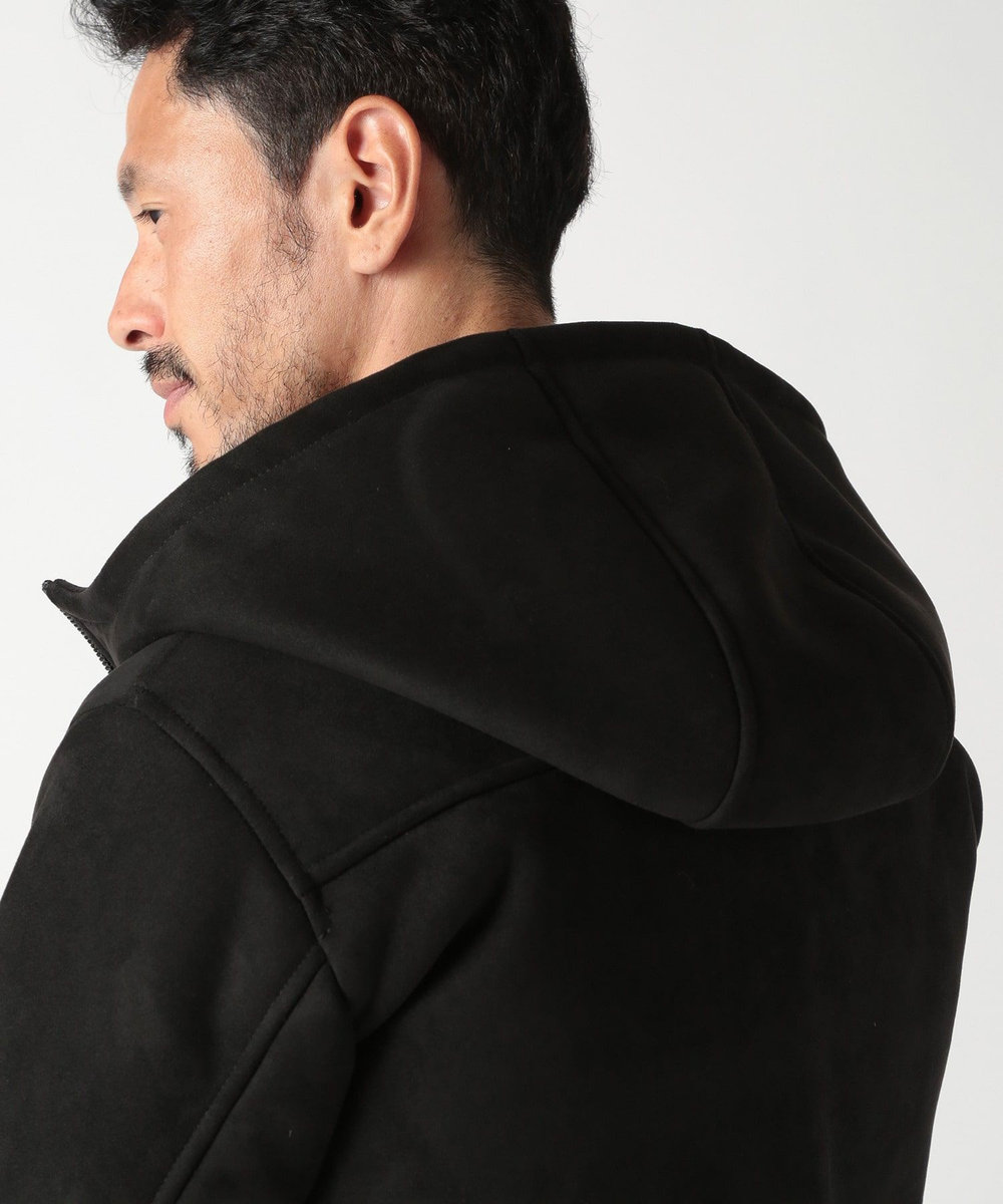 MEN'S BIGI テックレザームートンパーカー ブラック