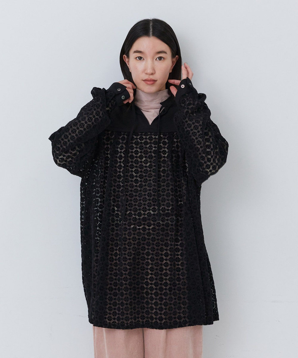 congés payés ADIEU TRISTESSE モールレース刺繍チュニック ブラック