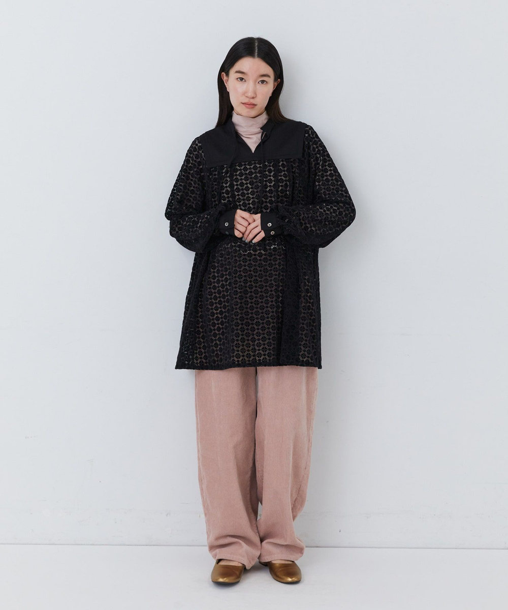 congés payés ADIEU TRISTESSE モールレース刺繍チュニック ブラック