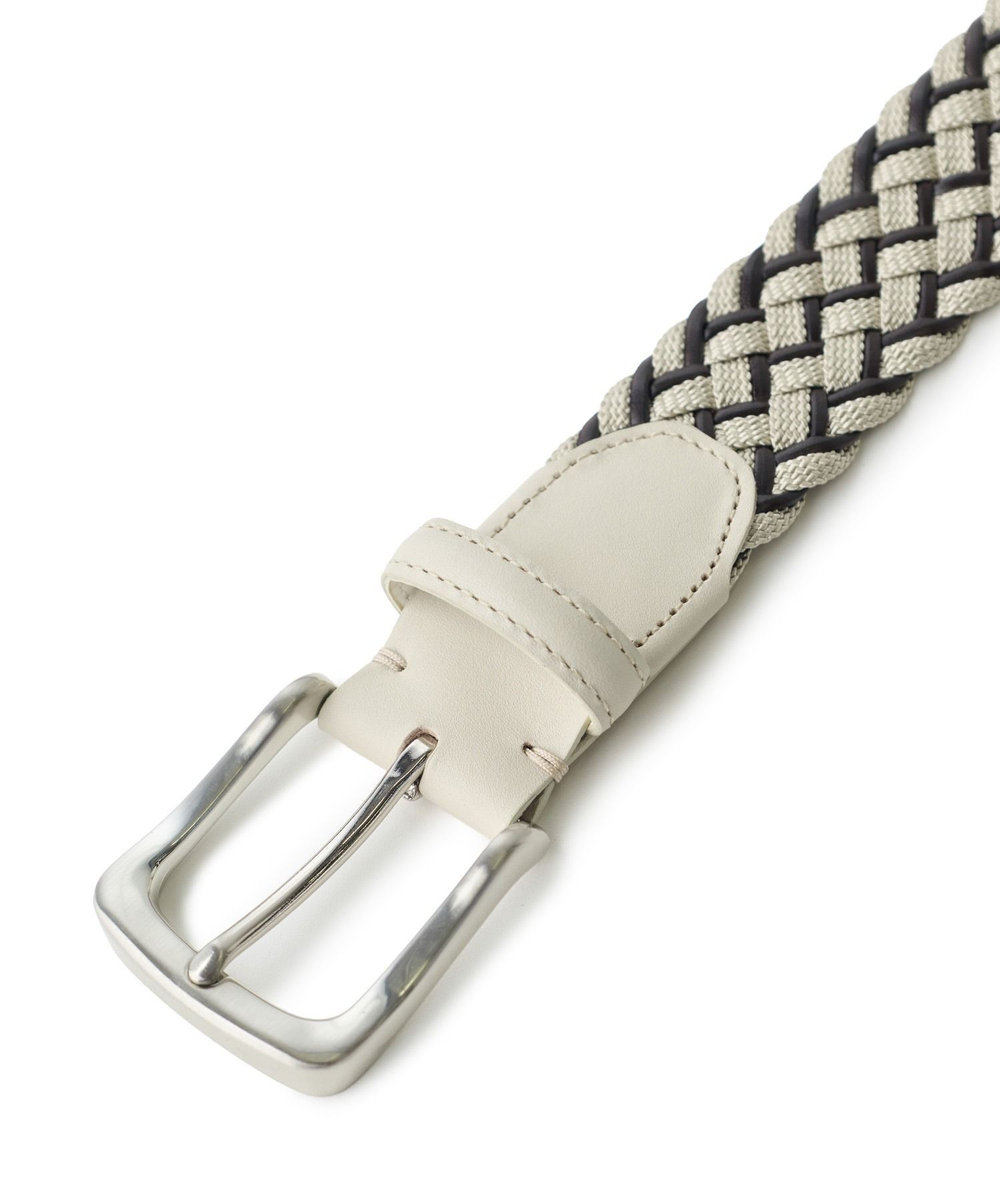 MEN'S BIGI レザーミックス イタリアンメッシュベルト ベージュ