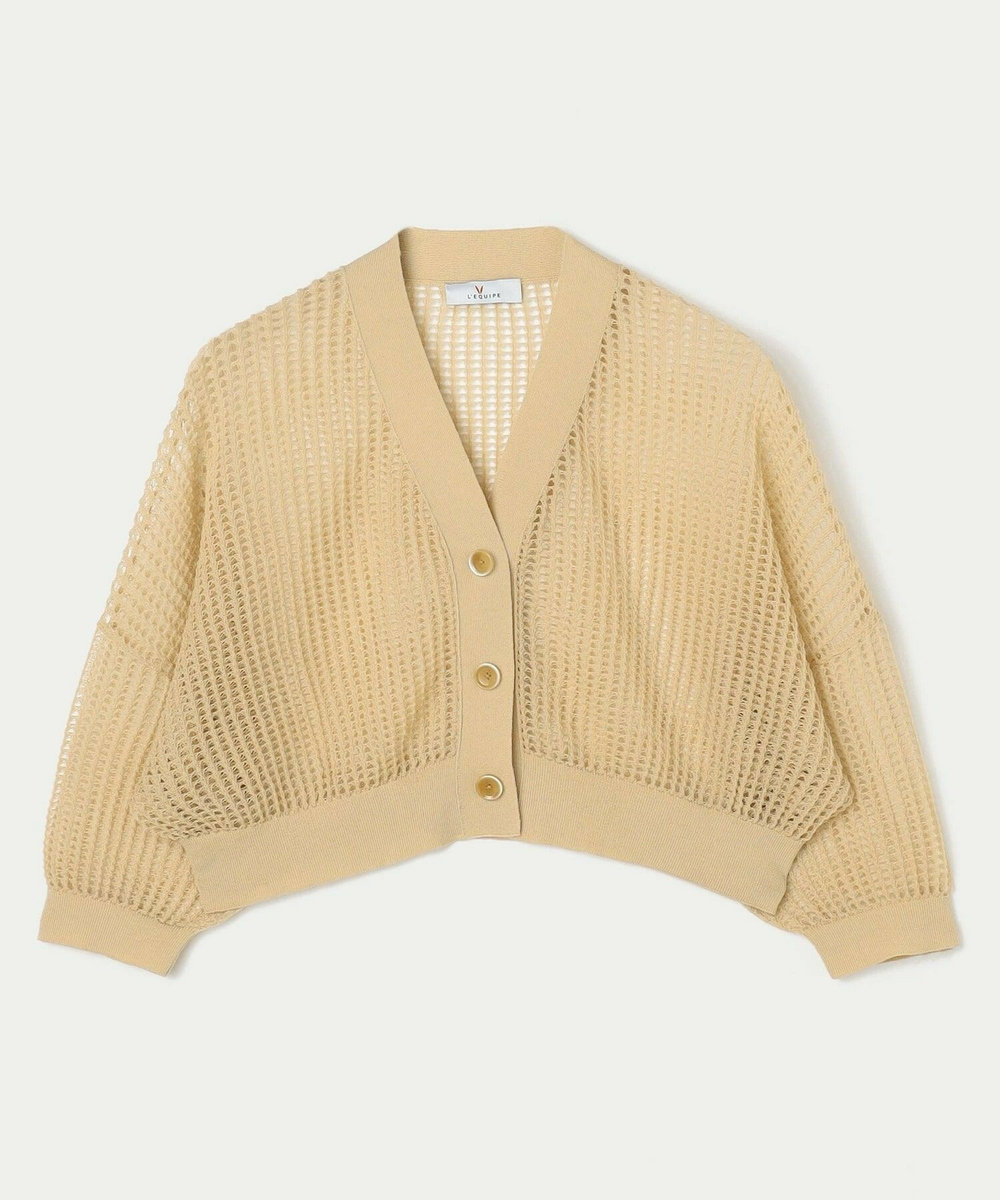 L'EQUIPE ［eclat 2026年5月号掲載商品］麻ポリエステルショート丈カーディガン ベージュ