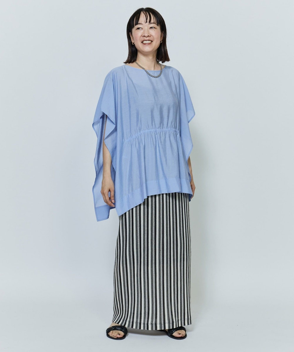 MOGA シアーVISリネンブラウス ブルー