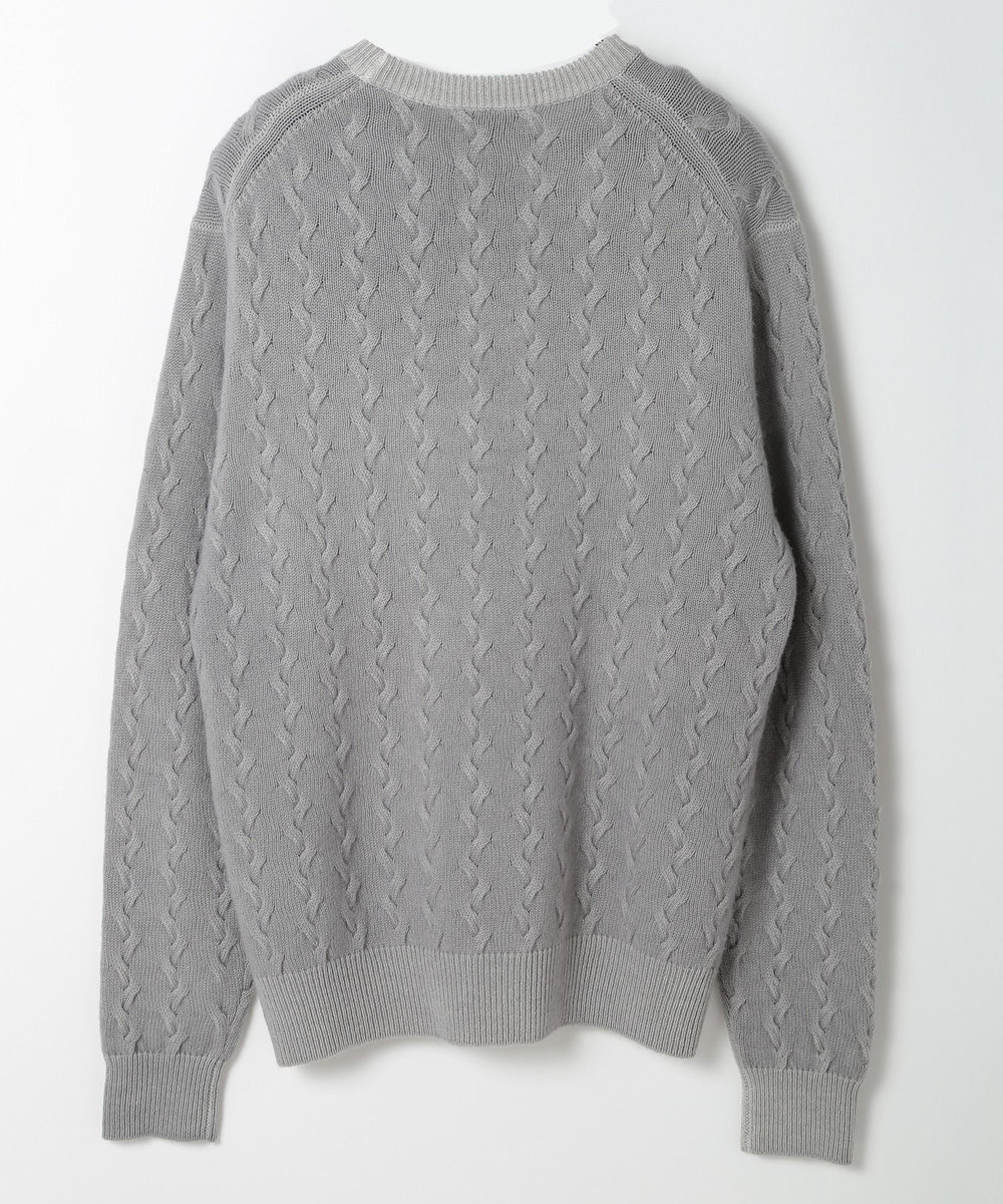 MEN'S BIGI 5G スノー加工ケーブルクルーニット グレー