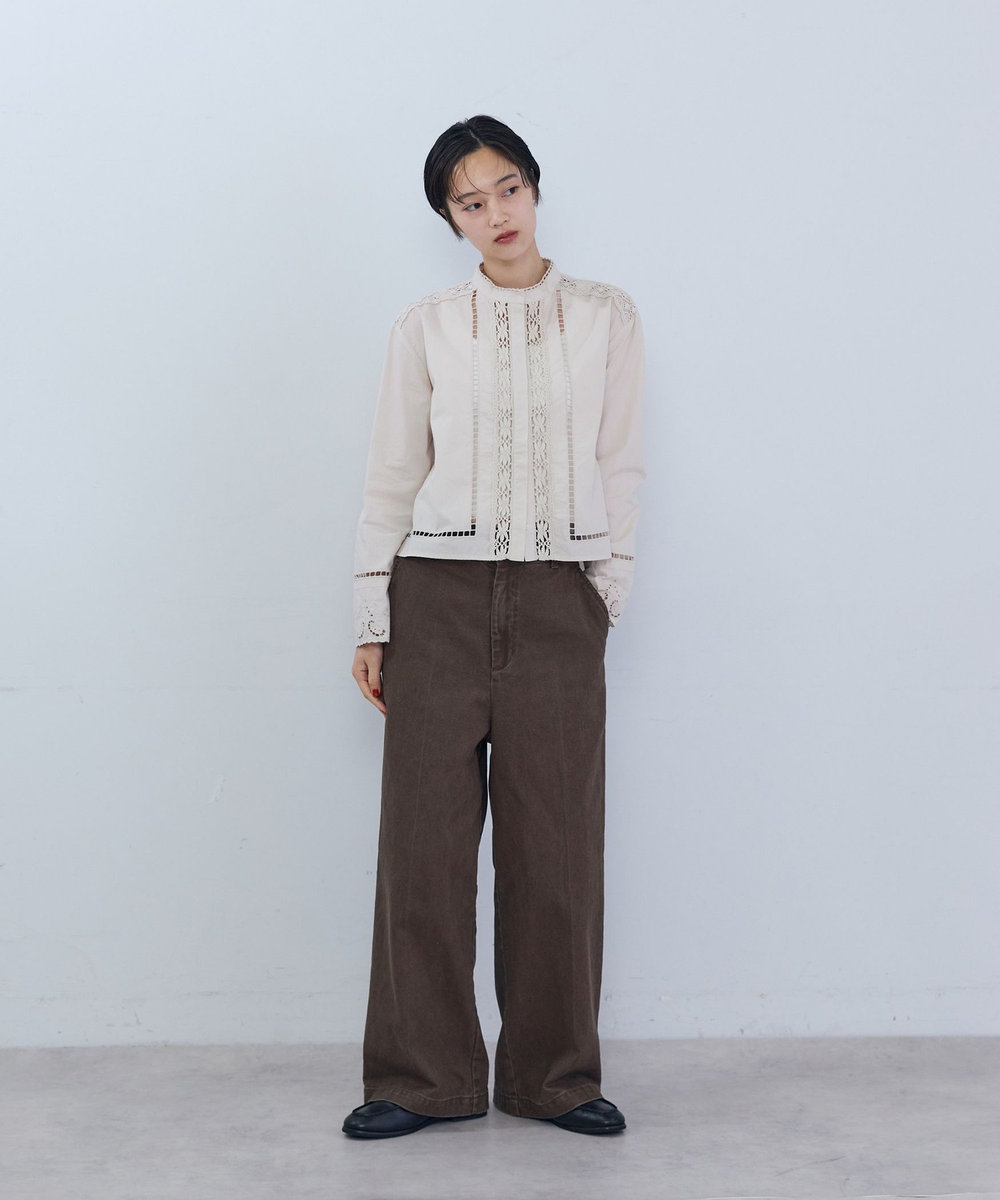 ADIEU TRISTESSE インドポプリンレースブラウス アイボリー