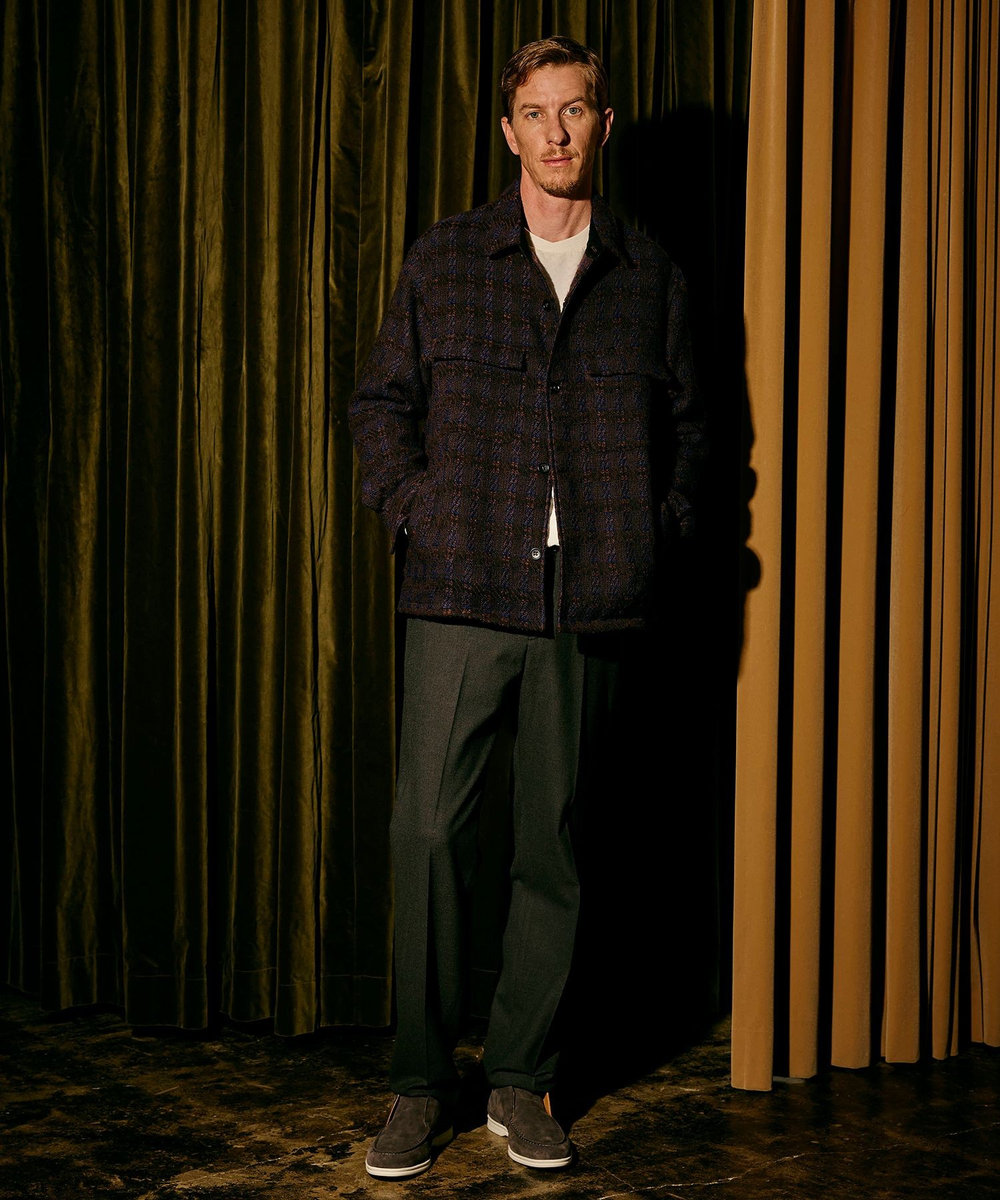 MEN'S BIGI 総裏ツイード CPOシャツアウター パープル