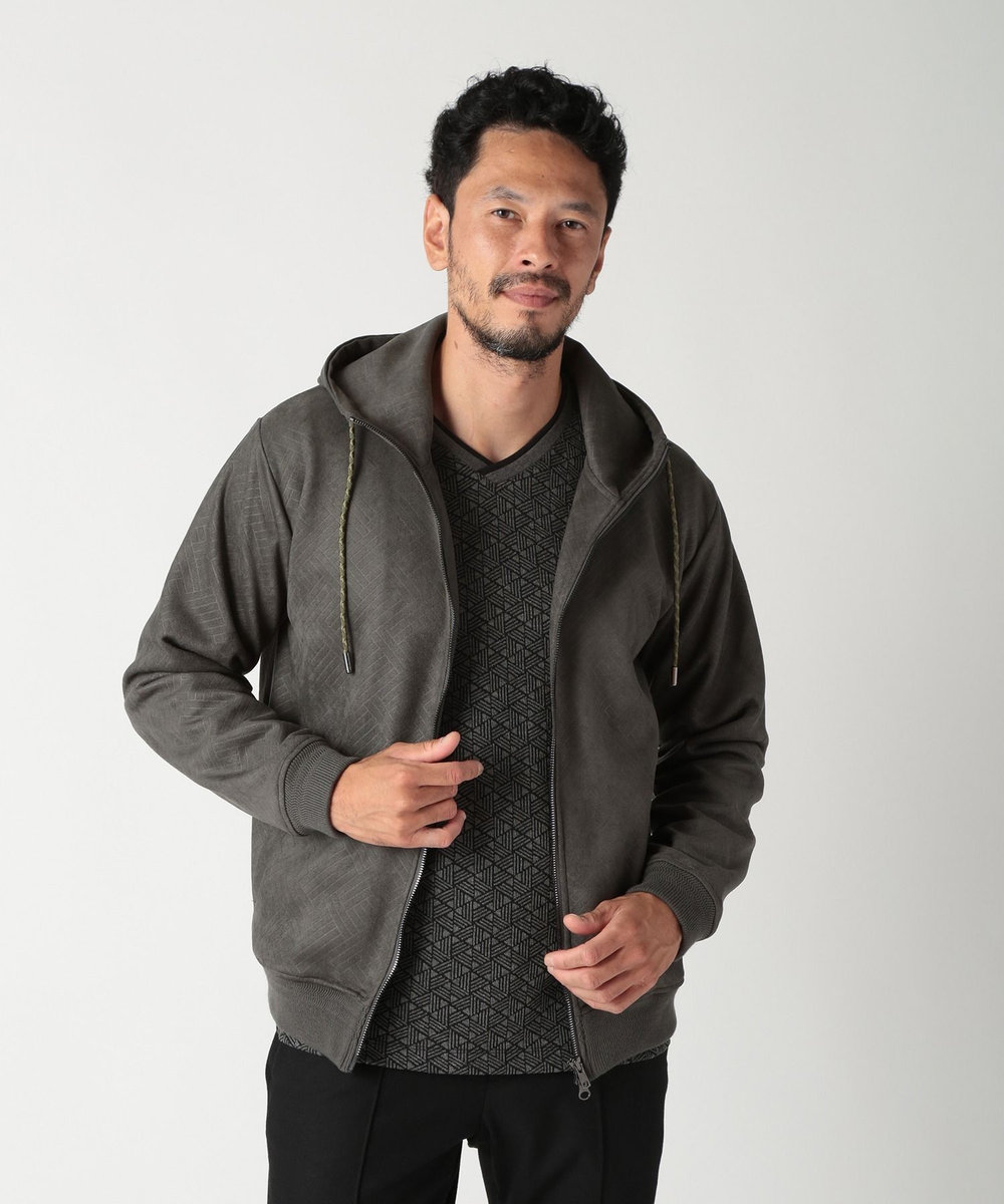 MEN'S BIGI テックスエードエンボスパーカー カーキ