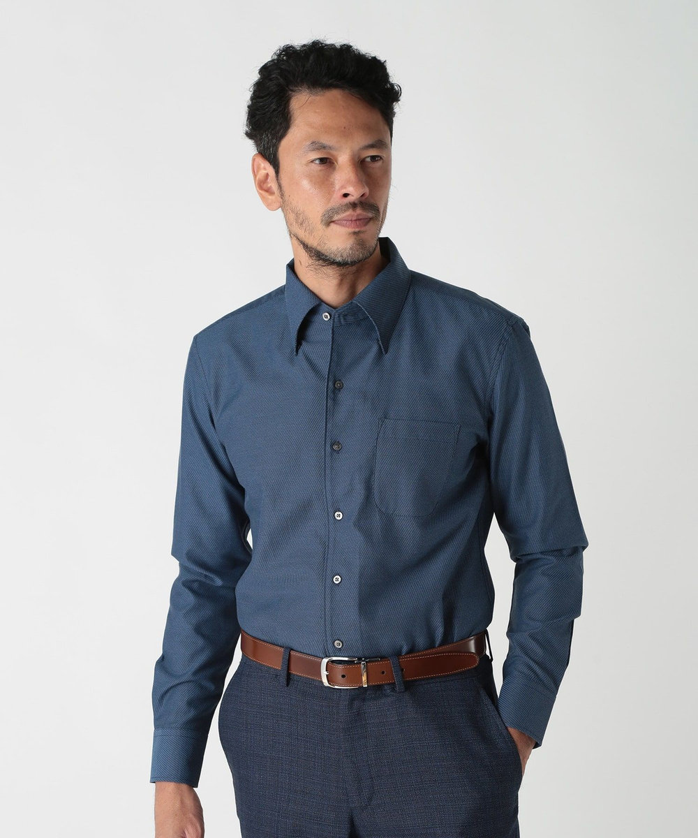 MEN'S BIGI コットンポリエステルドビーシャツ<EASY CARE> ネイビー