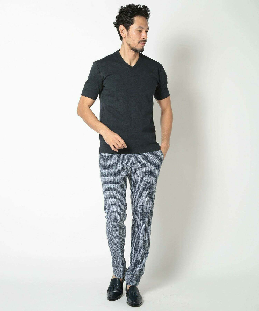 MEN'S BIGI 【ACTIVE TAILOR/アクティブテイラー】シルケットスムースVネックTシャツ＜接触冷感 / UVカット＞ ネイビー