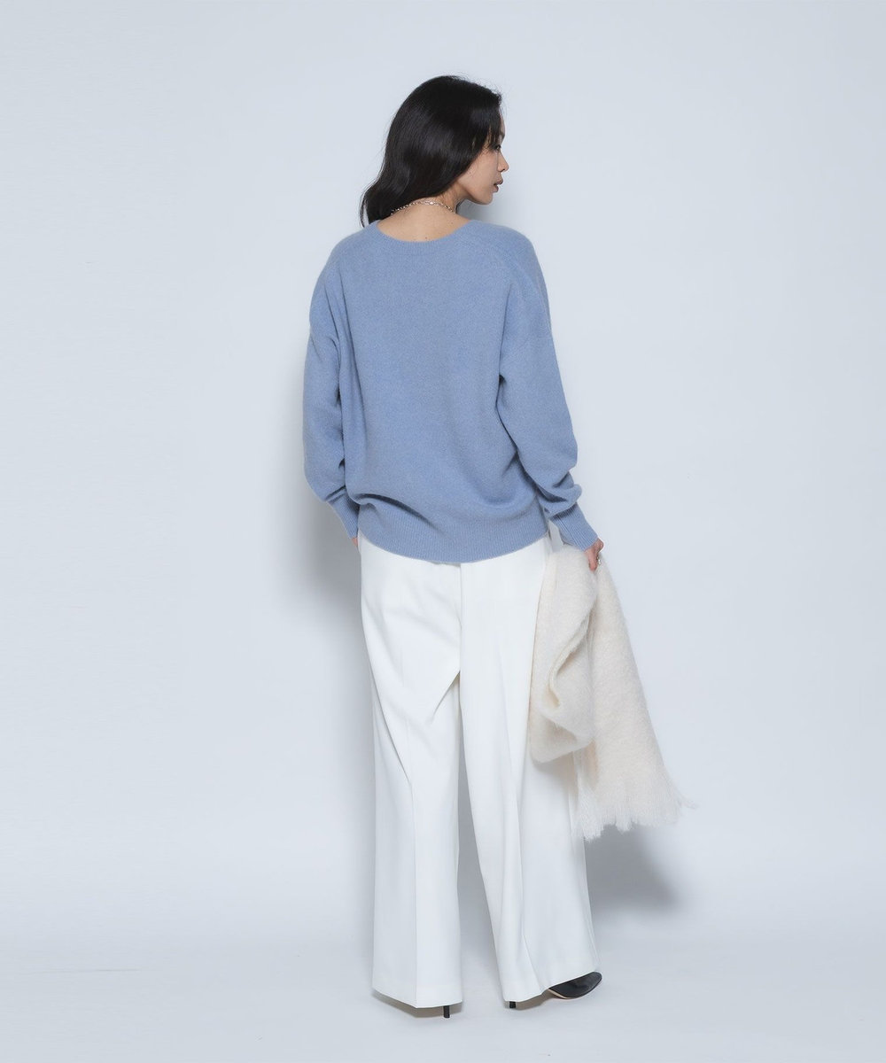 1er Arrondissement FOXウールVネックニット サックスブルー