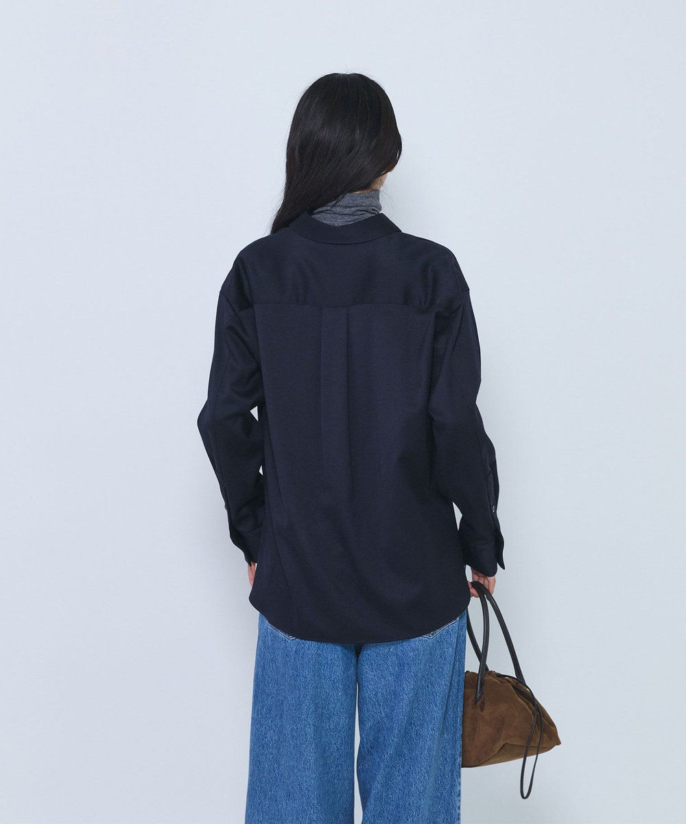 1er Arrondissement ウールサテンシャツ ネイビー
