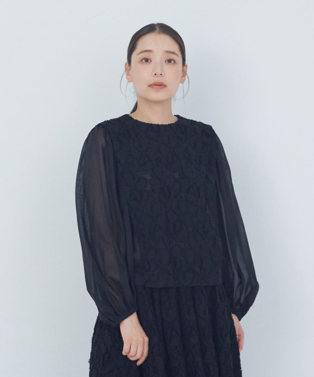 ADIEU TRISTESSE カットジャカードブラウス ブラック