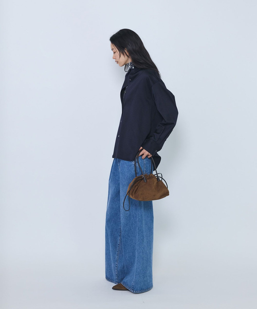 1er Arrondissement ウールサテンシャツ ネイビー