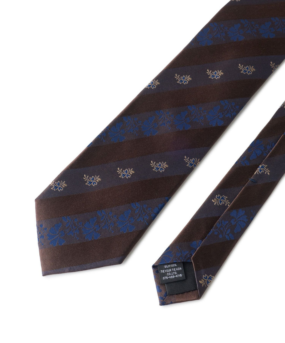 MEN'S BIGI 【TIE YOUR TIE /タイユアタイ】フローラル×シャドーストライプ柄ネクタイ ボルドー