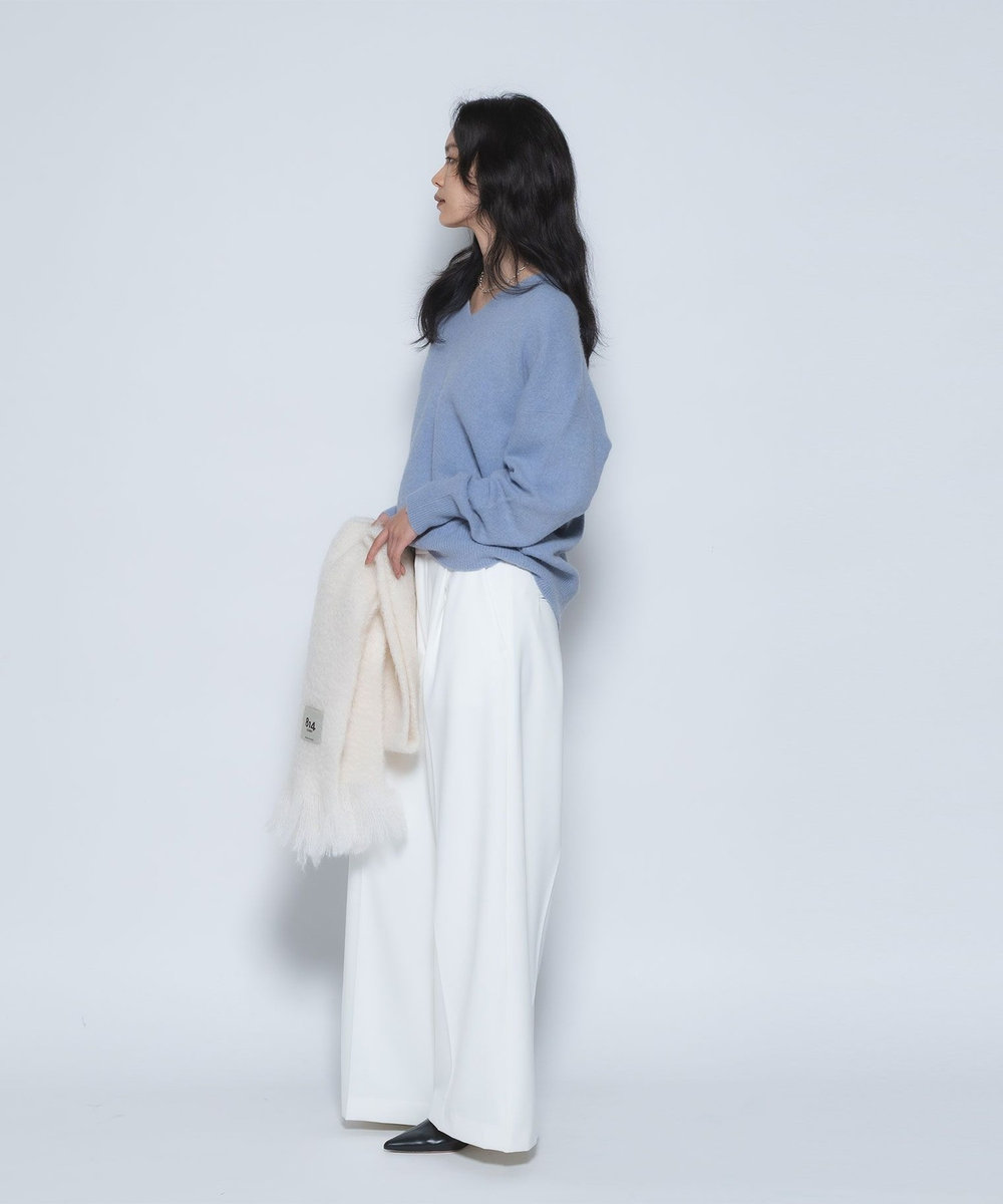 1er Arrondissement FOXウールVネックニット サックスブルー