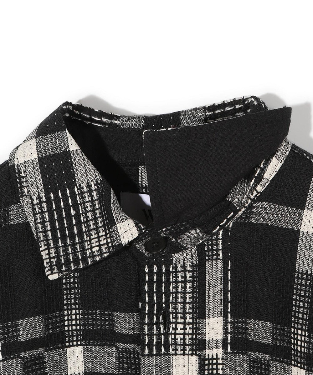 MEN'S BIGI 【Wax London/ワックスロンドン】Whiting バスケット織チェック柄シャツジャケット ブラック系その他