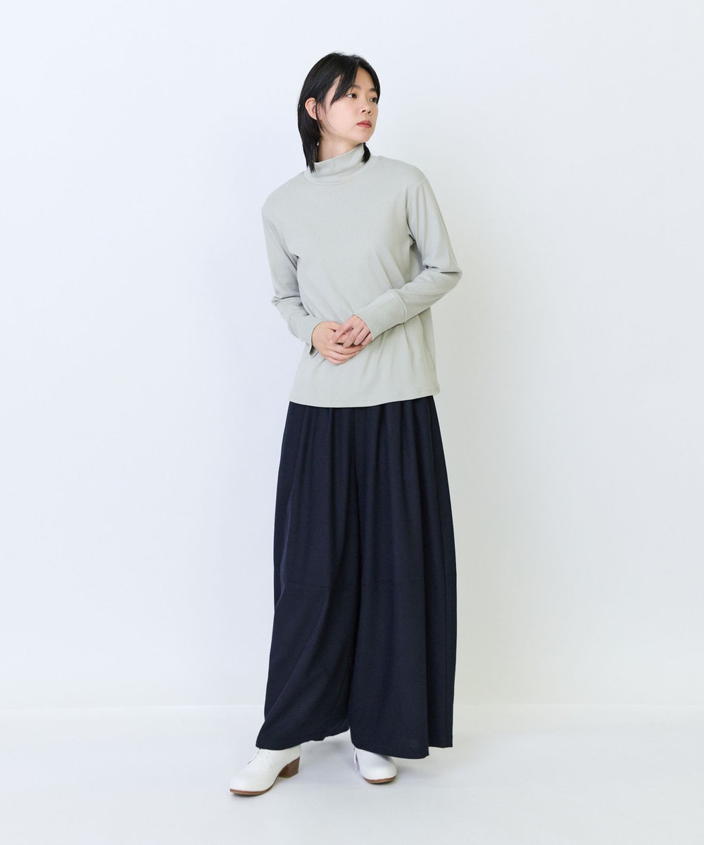 LOISIR コットンフライスタートルネックプルオーバー グリーン