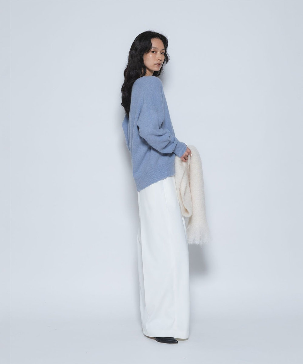 1er Arrondissement FOXウールVネックニット サックスブルー
