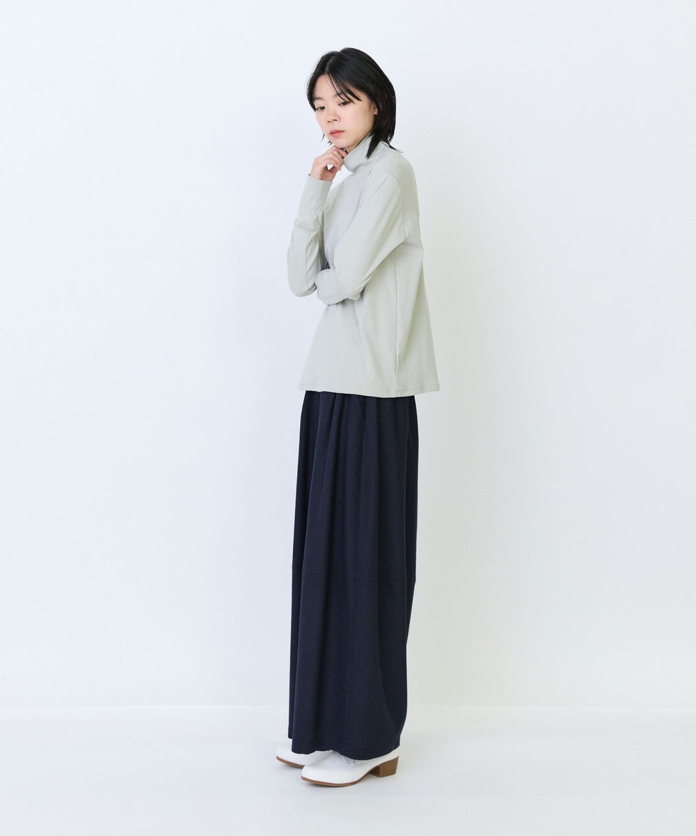LOISIR コットンフライスタートルネックプルオーバー グリーン