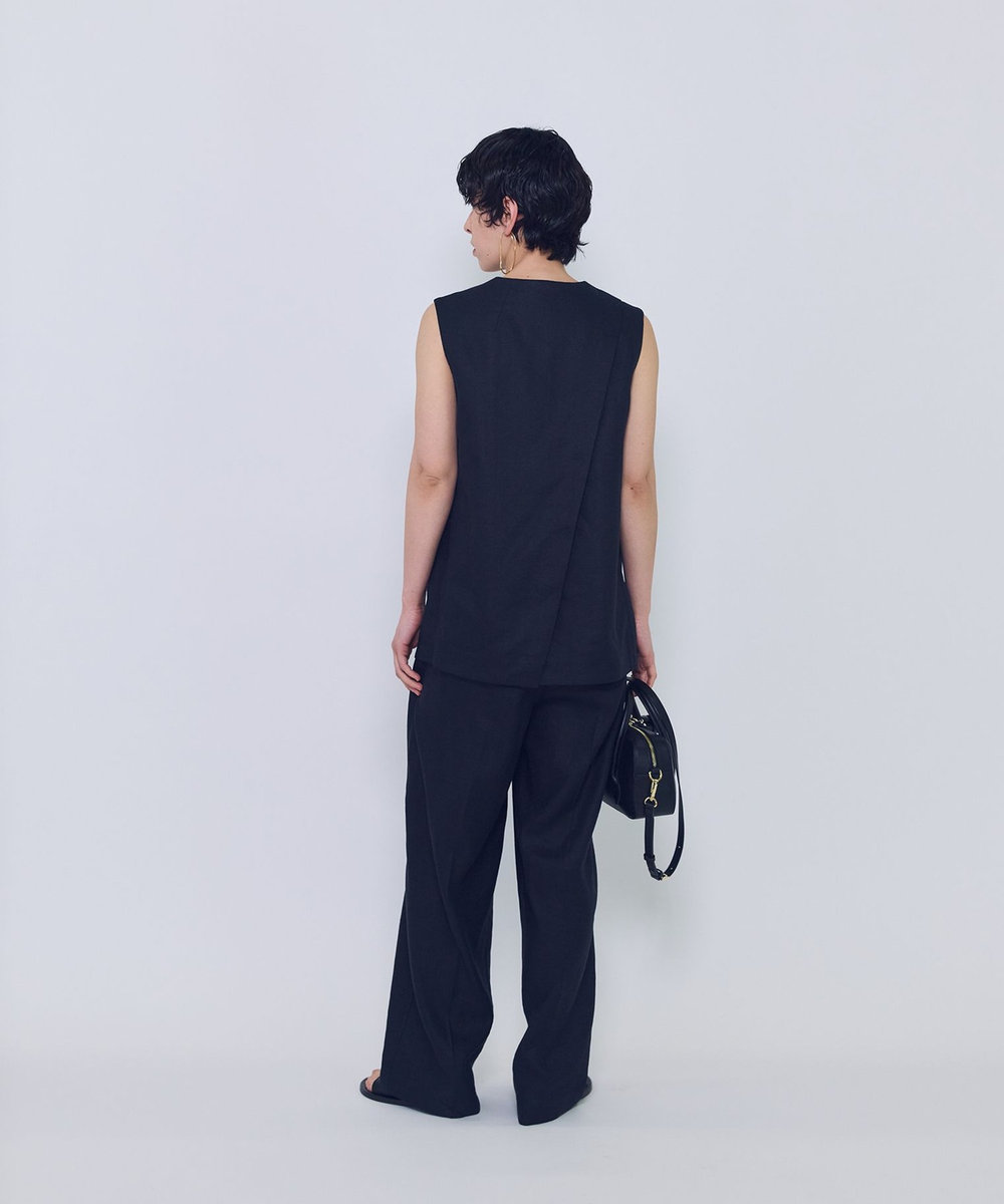1er Arrondissement リネンペーパーへリンボングルカパンツ ブラック