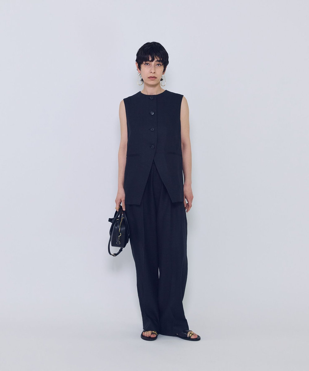 1er Arrondissement リネンペーパーへリンボングルカパンツ ブラック