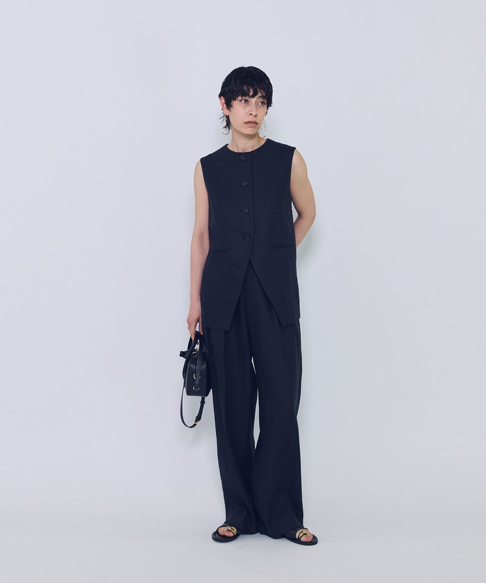 1er Arrondissement リネンペーパーへリンボングルカパンツ ブラック