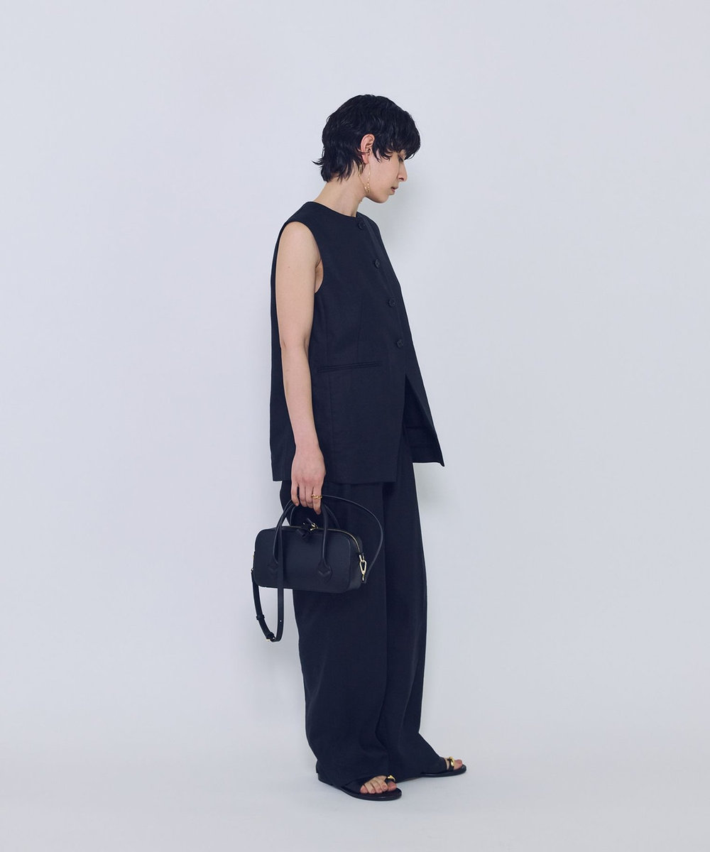 1er Arrondissement リネンペーパーへリンボングルカパンツ ブラック