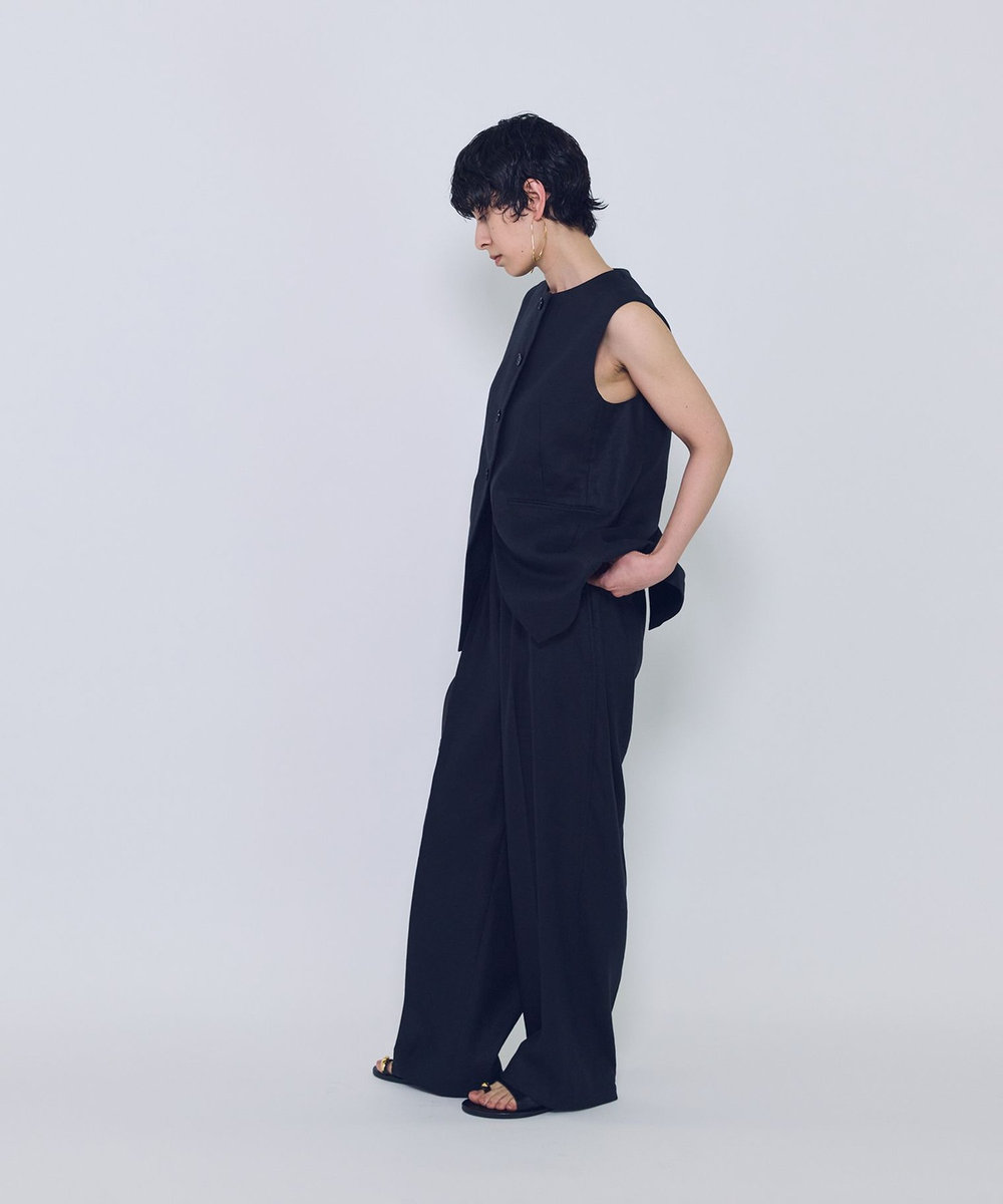 1er Arrondissement リネンペーパーへリンボングルカパンツ ブラック