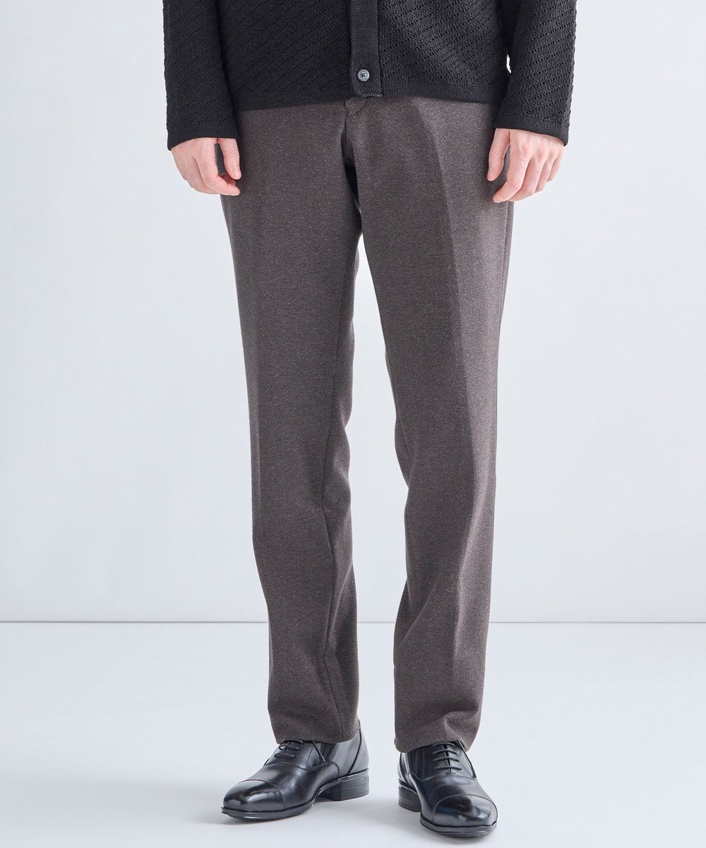 MEN'S BIGI ウール混ツイルジャージスラックス ブラウン