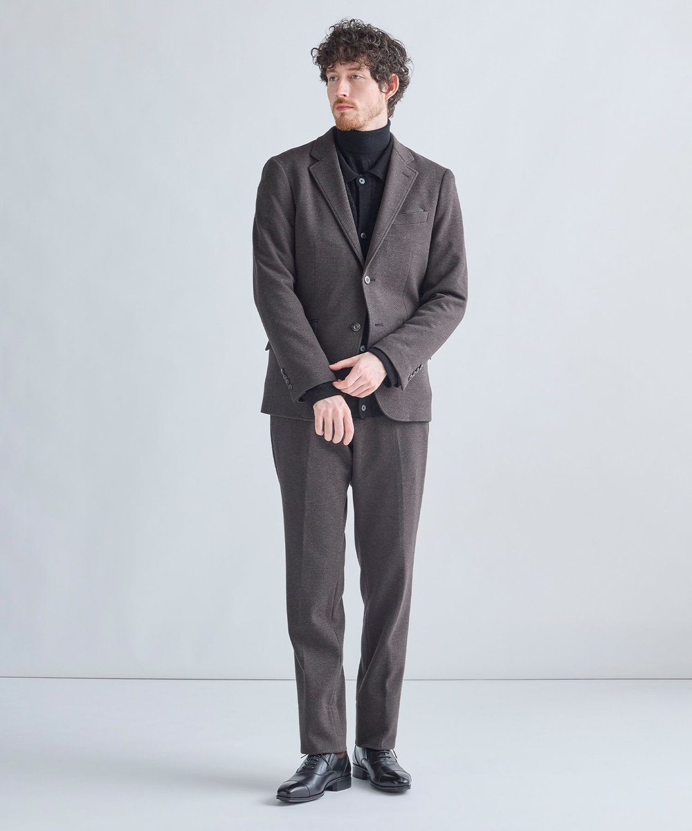 MEN'S BIGI ウール混ツイルジャージスラックス ブラウン
