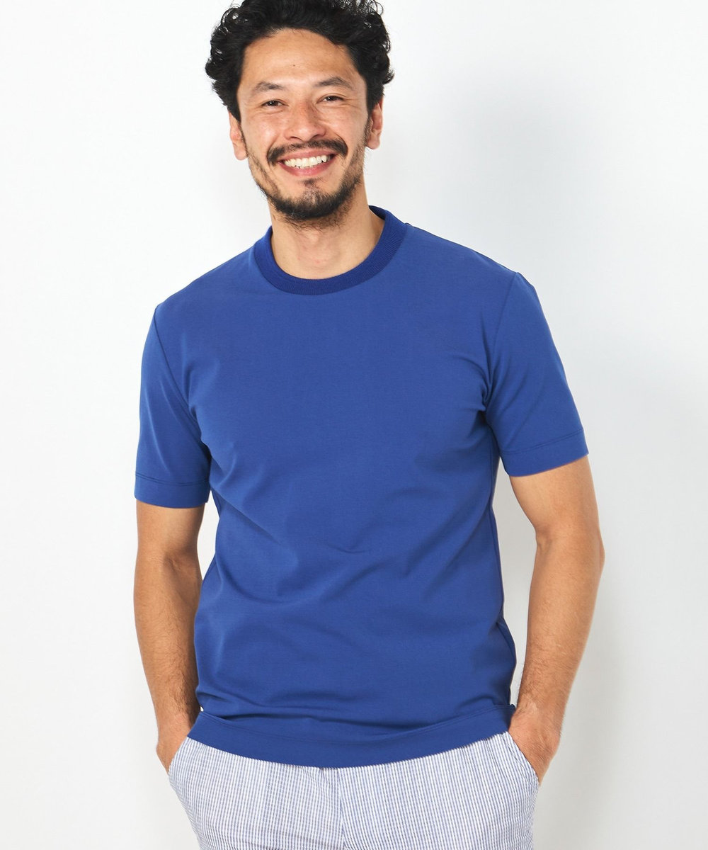MEN'S BIGI 【ACTIVE TAILOR】シルケットスムースクルーネックTシャツ ブルー