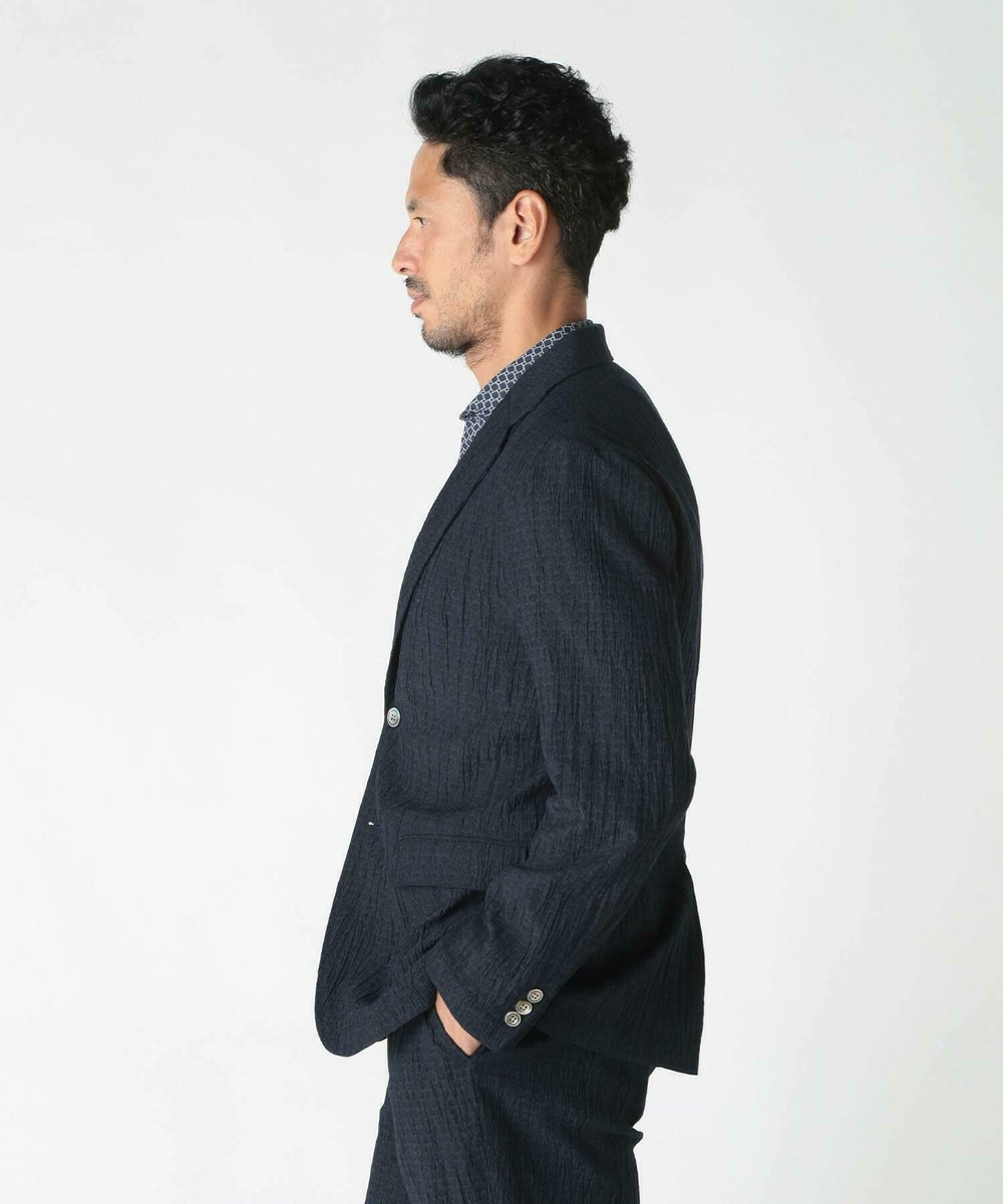 MEN'S BIGI 楊柳ジオメトリックプリントジャケット ネイビー