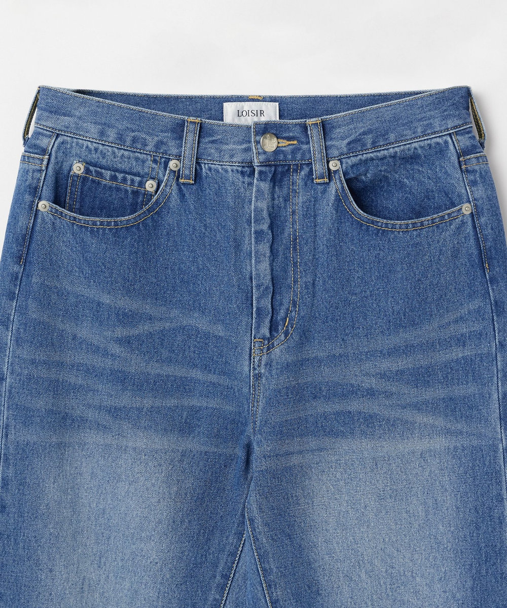 LOISIR デニムストレートパンツ インディゴブルー