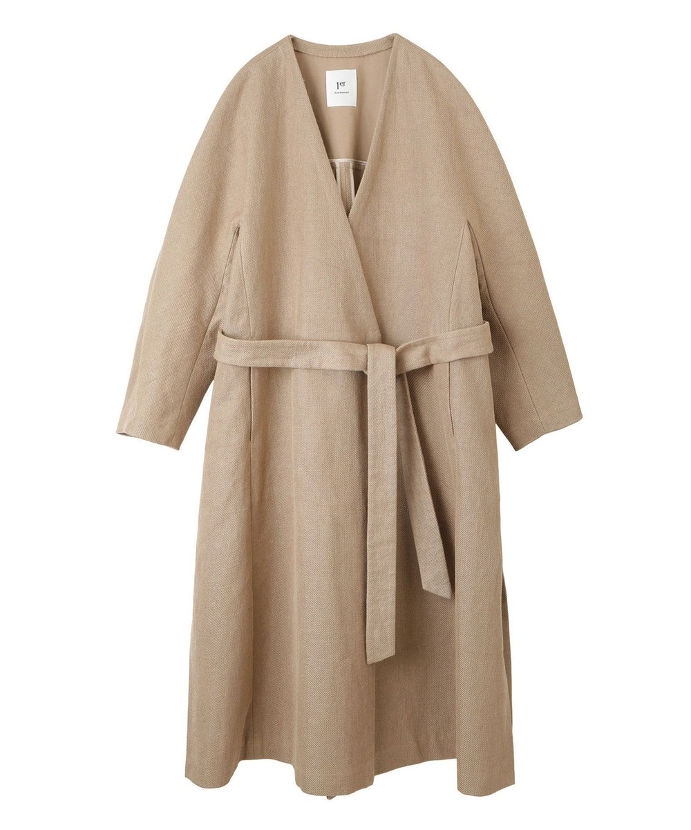 1er Arrondissement リネンコットンリバーコート ベージュ