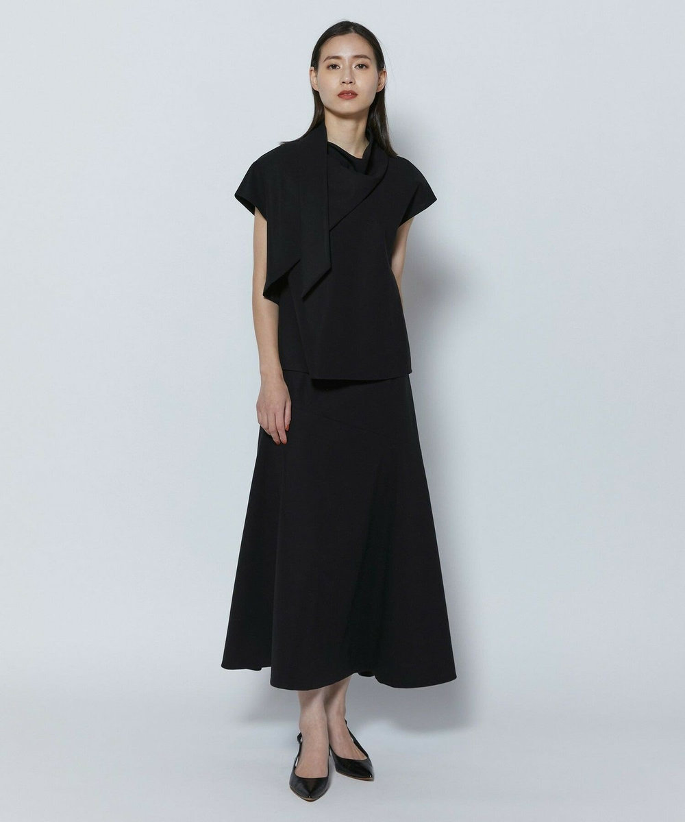 L'EQUIPE COUTURIER 60/2Vダブルクロスブラウス ブラック