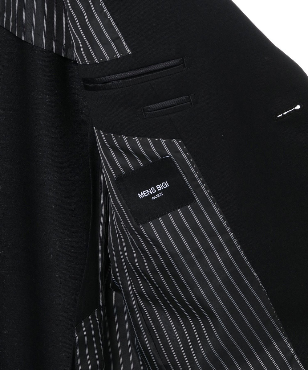 MEN'S BIGI 【スリーピース対応】サージ綾ブラック無地スーツセットアップ ブラック
