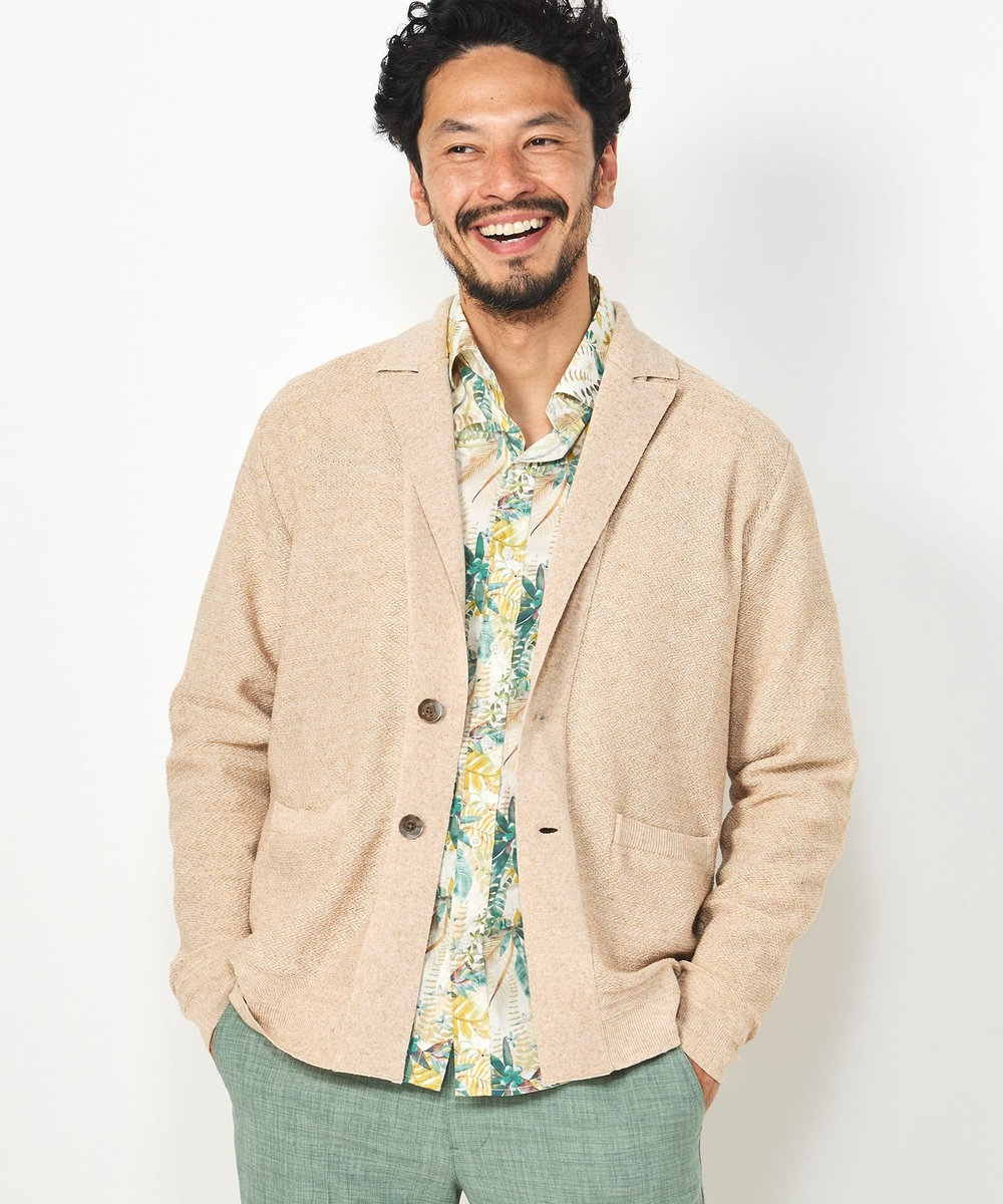 MEN'S BIGI ジャケットデザインニット ベージュ