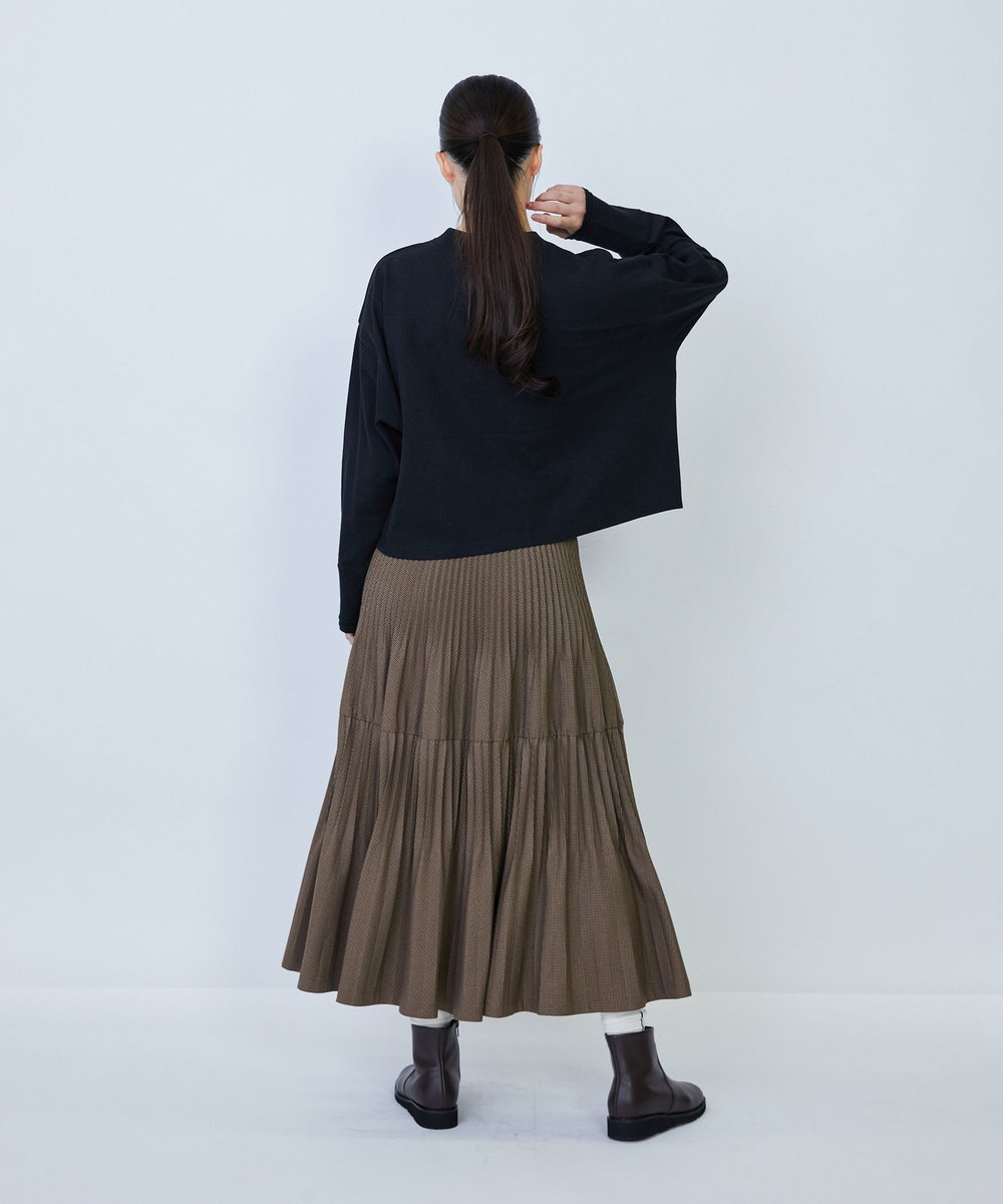 LOISIR 綿麻天竺モックネックショートプルオーバー ブラック