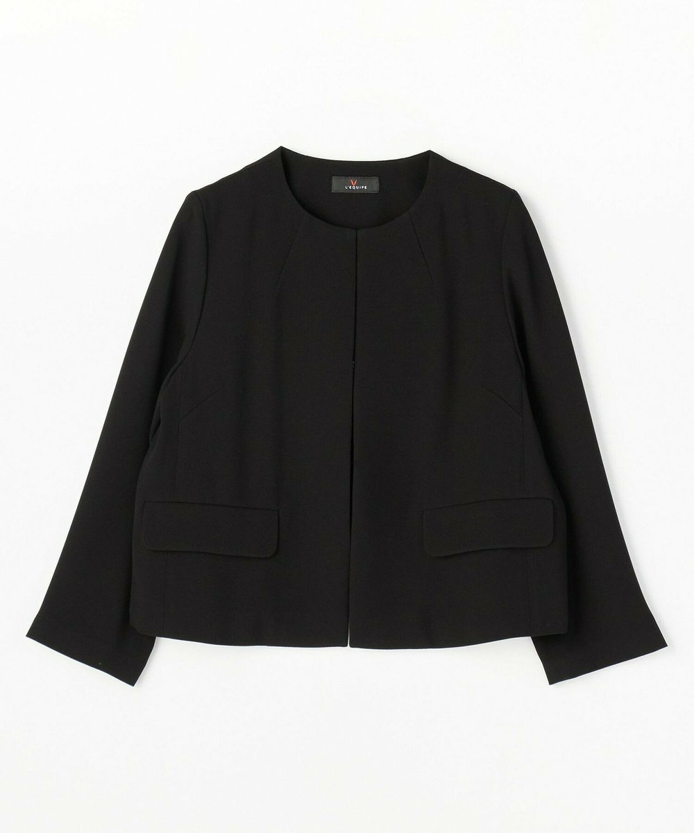 L'EQUIPE バックサテンノーカラージャケット ブラック